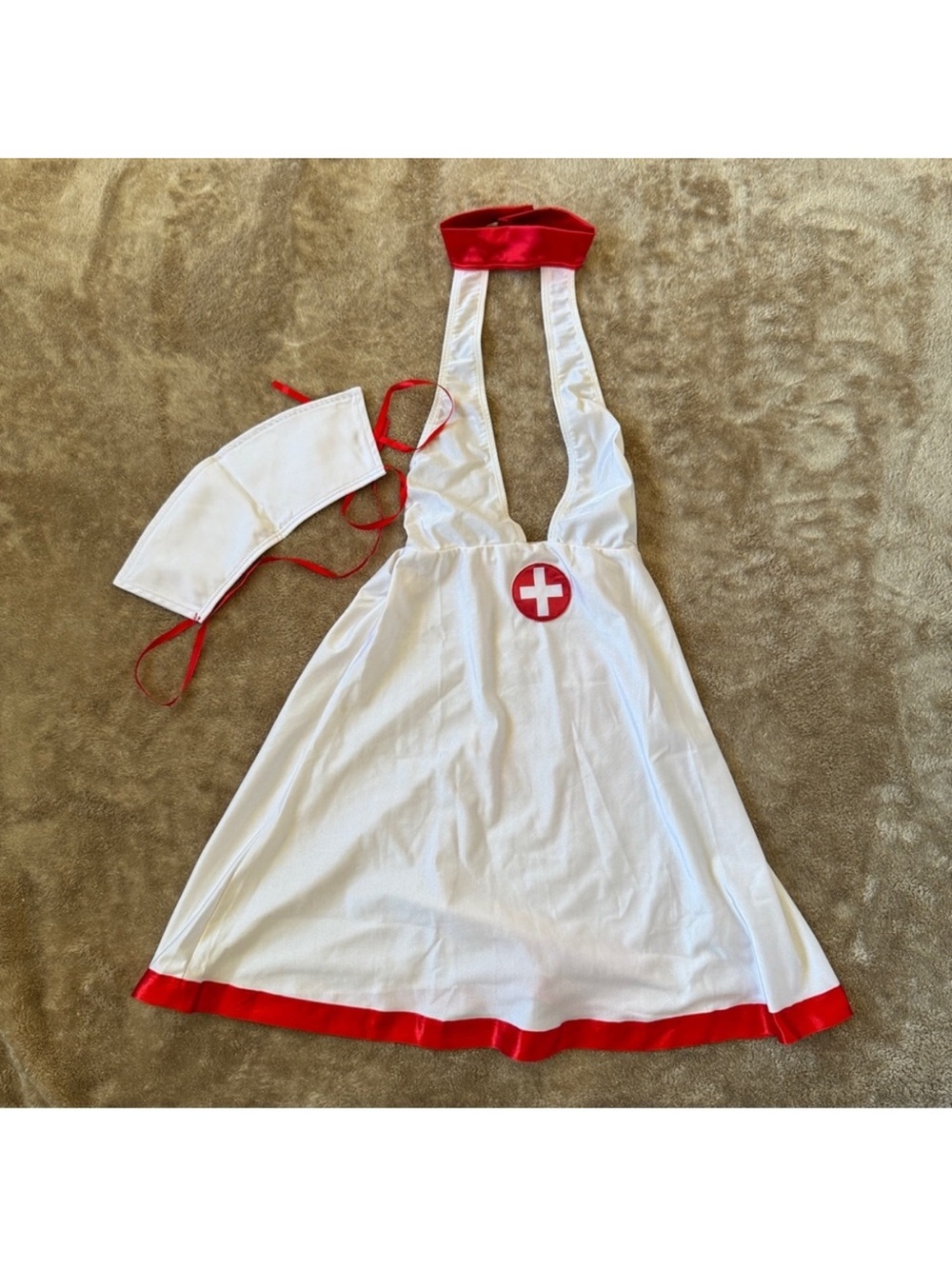 White & Red Nurse Costume Dress